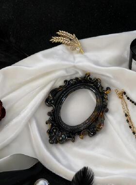 DIY黑暗椭圆吧唧展示架桌面高颜值谷子展示框谷美拍摄道具小摆件