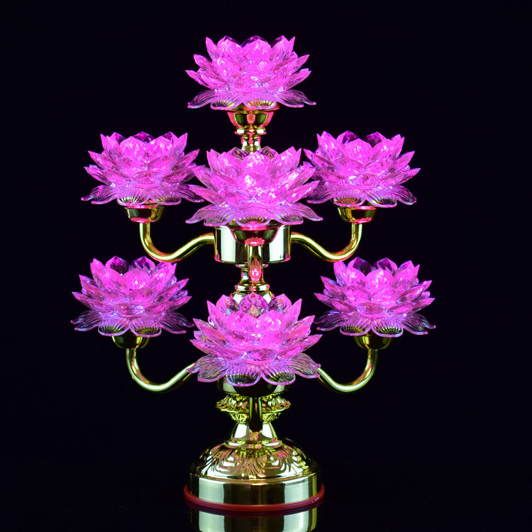 厂家直销七品九品莲花灯LED插电长明灯七彩家用节能特价