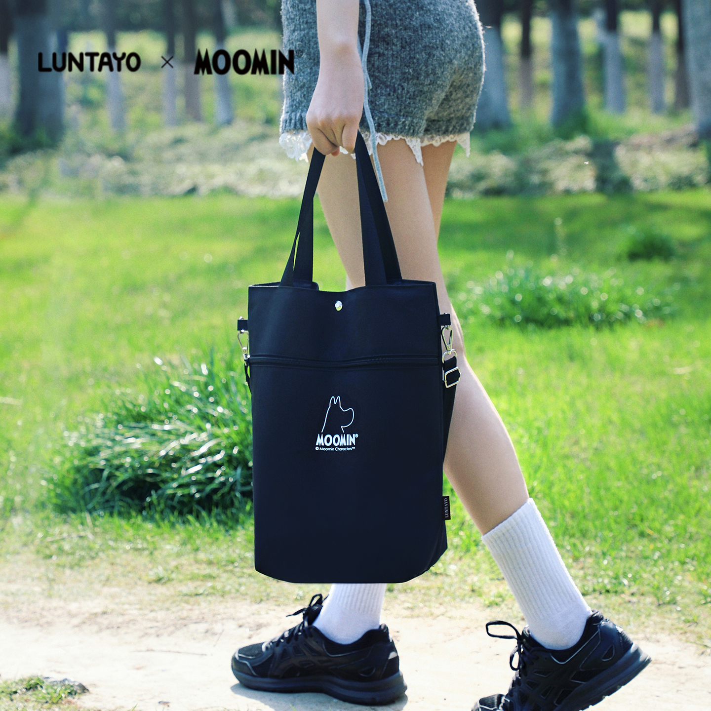 日本LUNTAYO大容量斜挎帆布袋