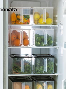 日本进口inomata冰箱收纳盒保鲜盒蔬菜水果专用整理带把手储物盒