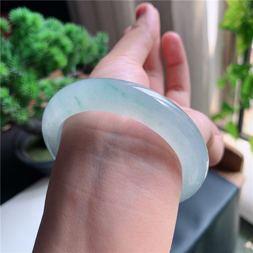 10月新品 53圈口冰种晴水底正圈玉手镯女款正品12HL2084