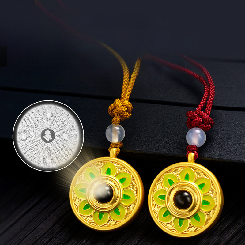 新非遗合金宝相花投影吊坠楞严咒