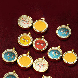 新非遗唐卡法眼小嘎乌盒钛钢镀金DIY手链五路财智慧眼热贡唐卡画