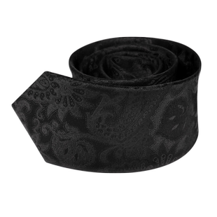 黑色复古佩斯利花纹真丝领带男士高档提花桑蚕丝商务8cm英伦手打