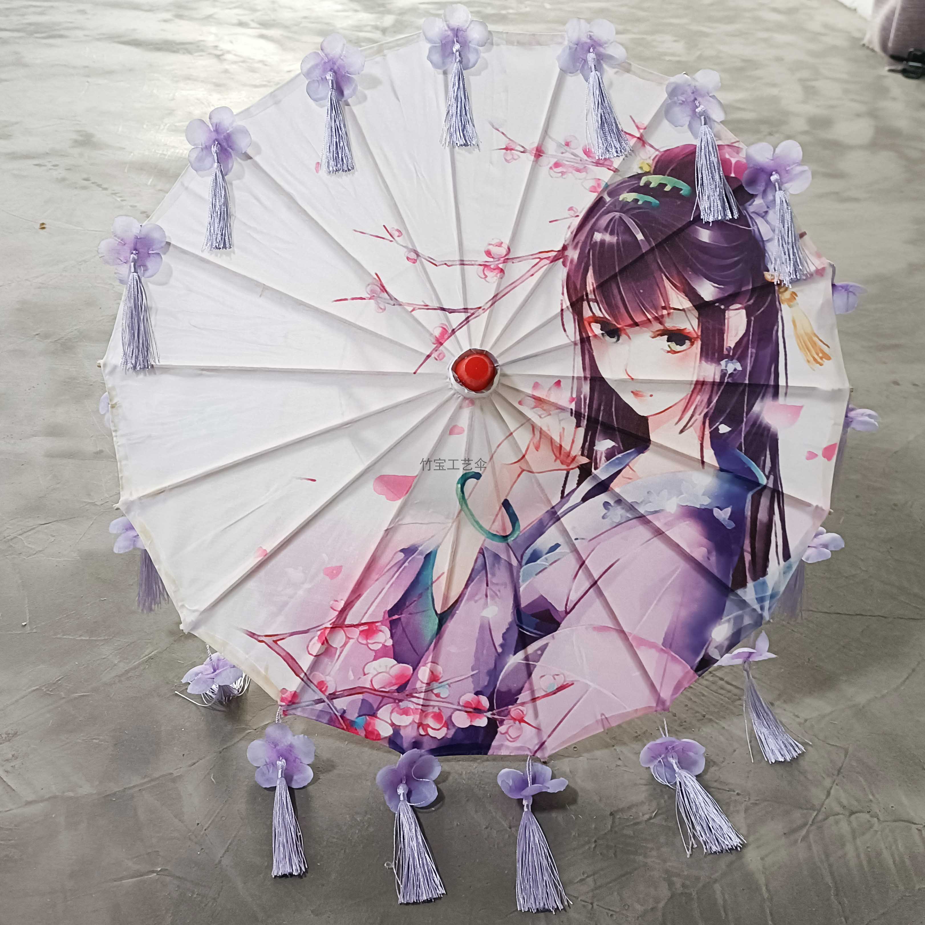 学生儿童古风伞遮阳拍照舞蹈表演流苏花瓣款印花绸布伞幼儿玩具_虎窝淘