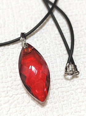 天使之眼皮绳项链奥地利施家水晶很特别的火焰红男女通用颈链