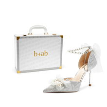 it b+ab品牌轻奢量版礼盒珍珠蝴蝶结水晶鞋尖头精致浪漫细高跟鞋