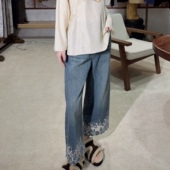 GZ6516 牛仔裤 蝴蝶镂空绣 重工新中式
