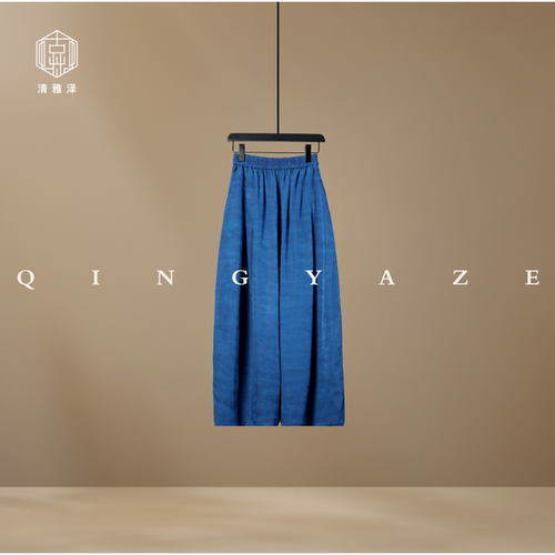 星辰大海蓝！桑蚕丝正绢通金新中式长裤！GZ5679
