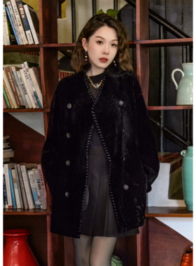 卡拉库尔·双面贝壳绣！进口羊皮毛一体外套！GZ6790