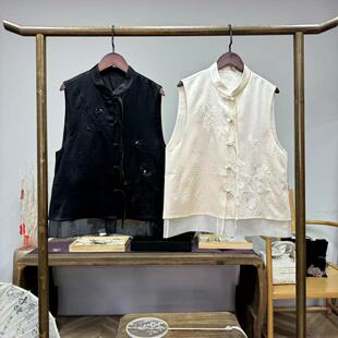 小夜曲!重磅醋酸重工绣花里衬真丝新中式马甲!GZ3934