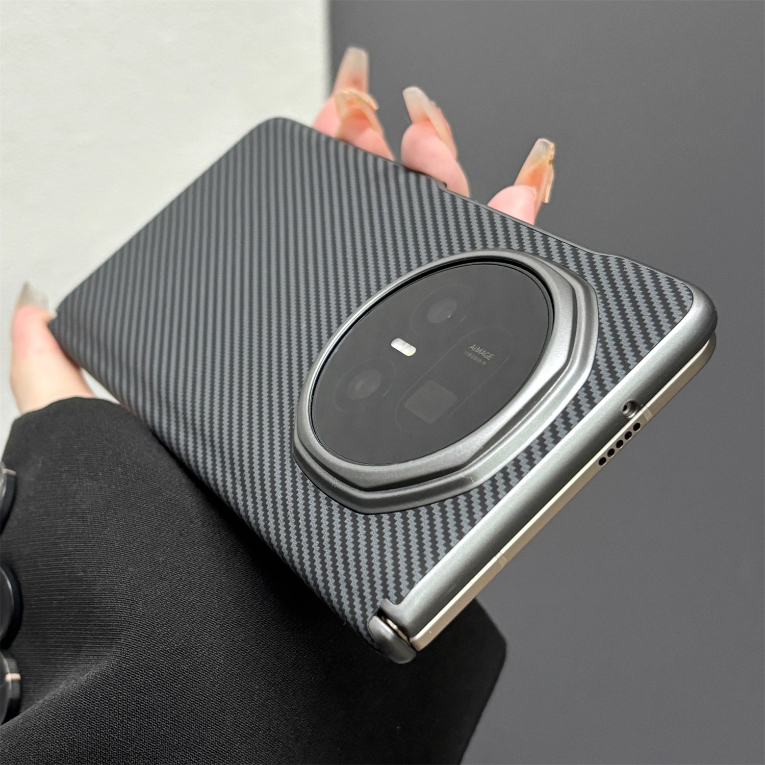 新款适用于荣耀magicv5折叠屏壳V3碳纤维vs2皮纹磁吸中轴全包保护铰链vivofold5商务男士防摔oppofindn5