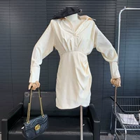 Шифоновое приталенное платье, лонгслив, нарукавники, длинная юбка, А-силуэт