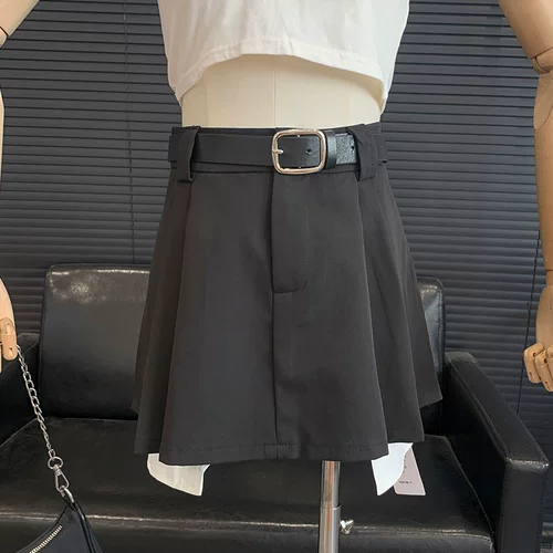 Осенняя однотонная юбка, высокая талия