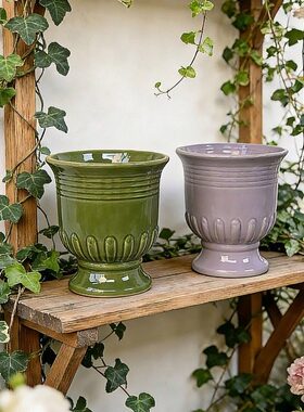 陶瓷花盆绿色客厅轻奢高级感年宵蝴蝶兰绿植花卉盆办公室摆件小号