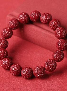 2026本命年朱砂素圈手串回纹珠手链女款男款原矿男士情侣饰品闺蜜