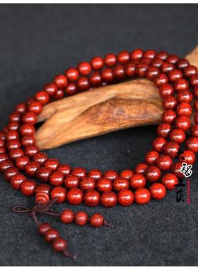 2026手磨同料顺纹 牛毛纹印度小叶紫檀8mm*108颗佛珠念珠手链