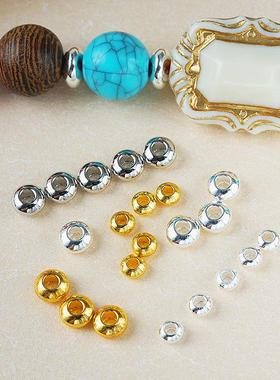 202614K包金保色圆珠扁形硅胶定位珠焊圈铜珠diy项链手链隔珠材料