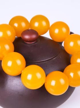 2026和田玉羊脂玉黄玉手錬 金丝玉戈壁玉 黄玉圆珠手錬男女款手串