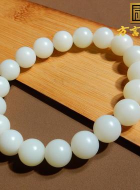 2026方言和田玉收藏精品放大漏新疆且末米达料暖色细润10mm白玉手