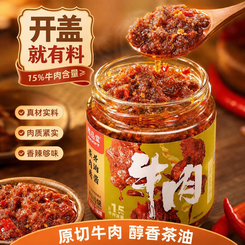 舜华湖南郴州特产香辣茶油牛肉酱巨好吃家用调味酱下饭拌面炒菜