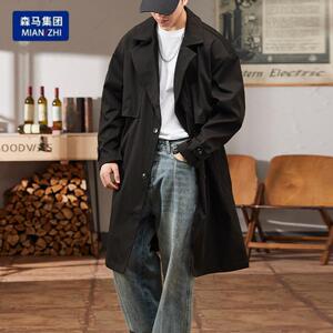 森马2025年春秋季新款中长款风衣男士休闲宽松翻领潮百搭高级外套