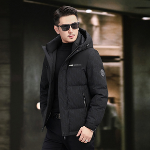 2025新款高级感加厚连帽男士羽绒服时尚潮流拼接保暖冬装外套男