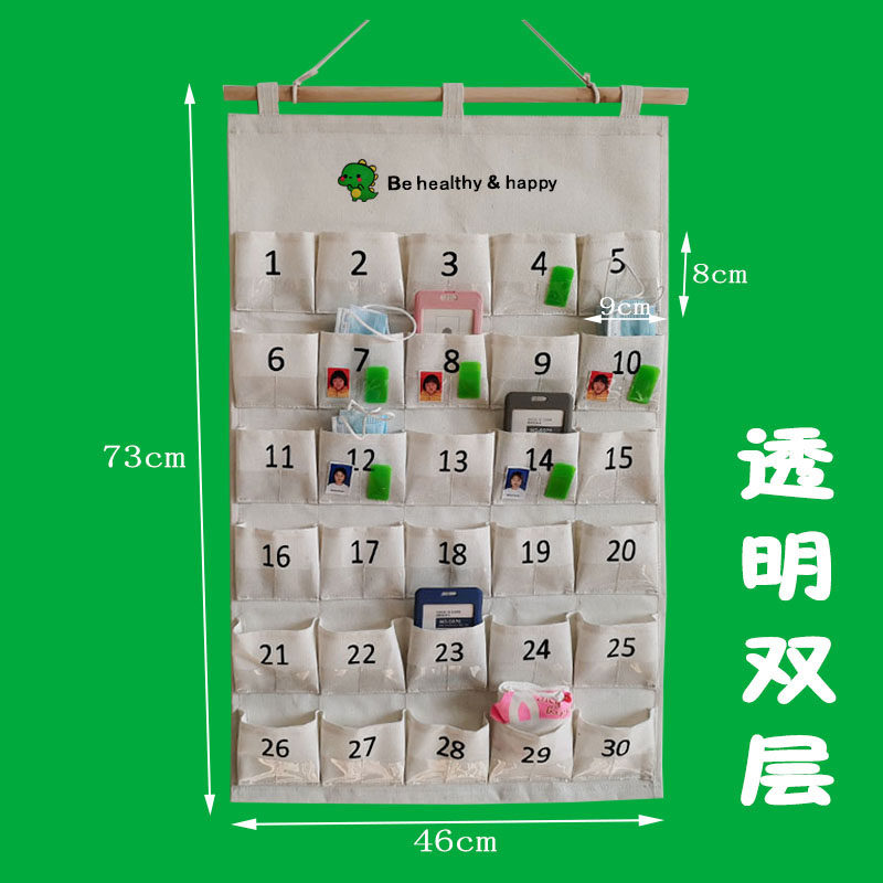 透明双层接送卡收纳袋帆布可插照片药袋银行卡水电卡墙挂式储物袋,收纳整理,收纳挂袋,淘宝优惠券,粉丝福利购,淘宝优惠卷