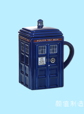 马克杯带盖勺陶瓷情侣杯神秘博士tardis水杯办公室男女电话亭杯子