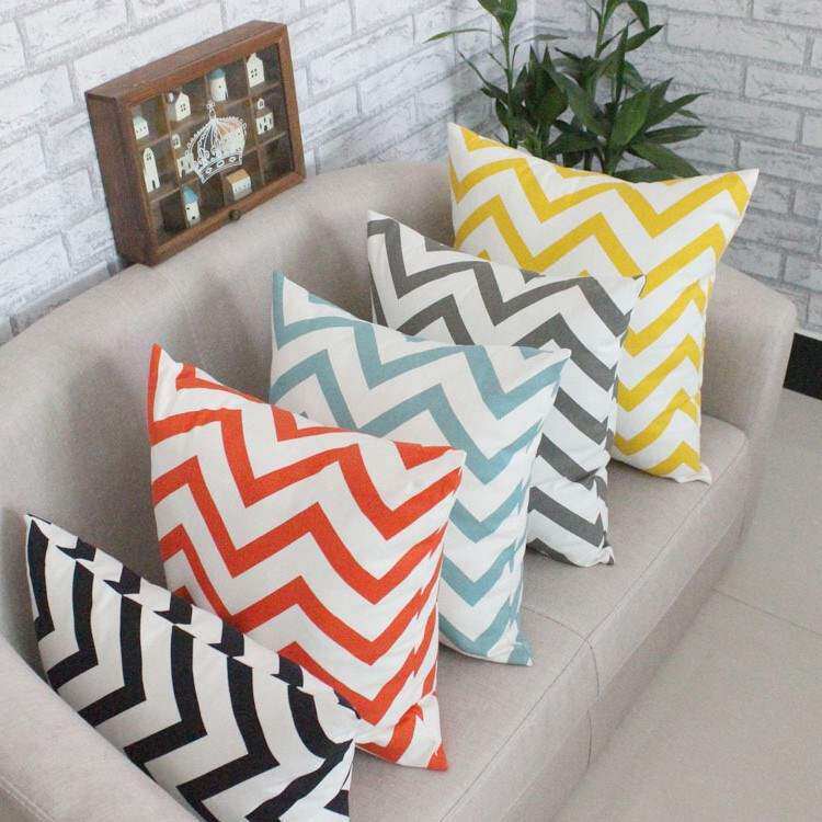Stripes Cotton Pillow Case Sofa Throw Square Cushion Cover图片