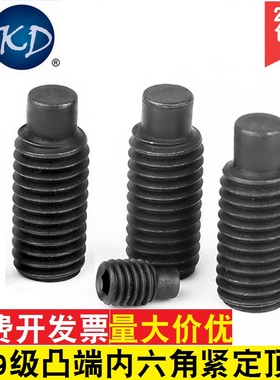 细牙凸端螺丝12.9级高强度黑色凸端圆柱端细牙内六角紧定顶丝机米