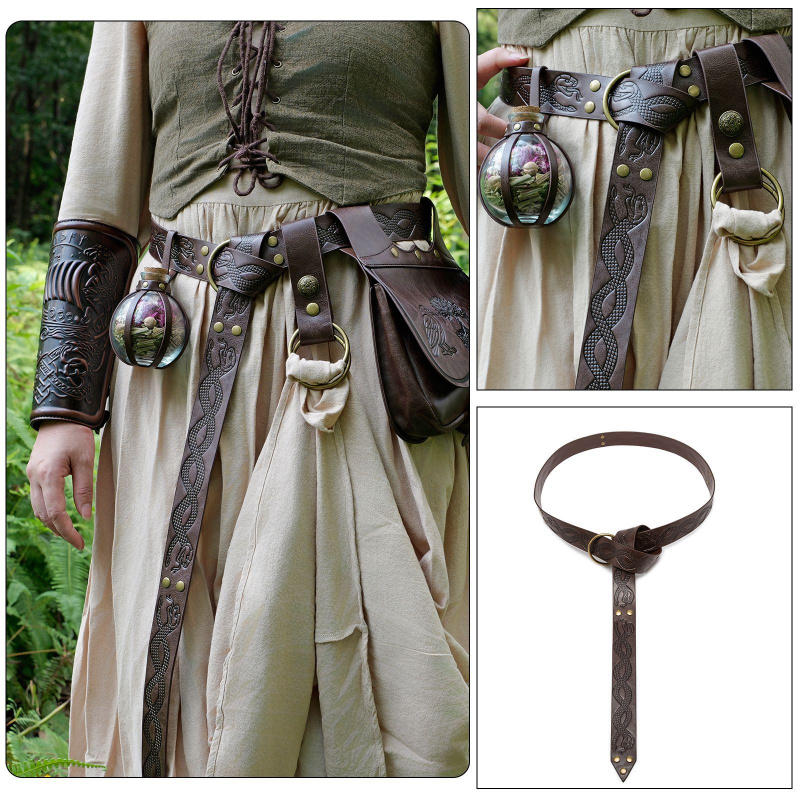 复古北境双蛇缠绕腰带中世纪浮雕