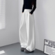 女2025冬季 新款 大码 白色不透慵懒风软糯阔腿裤 胖mm显瘦加绒休闲裤