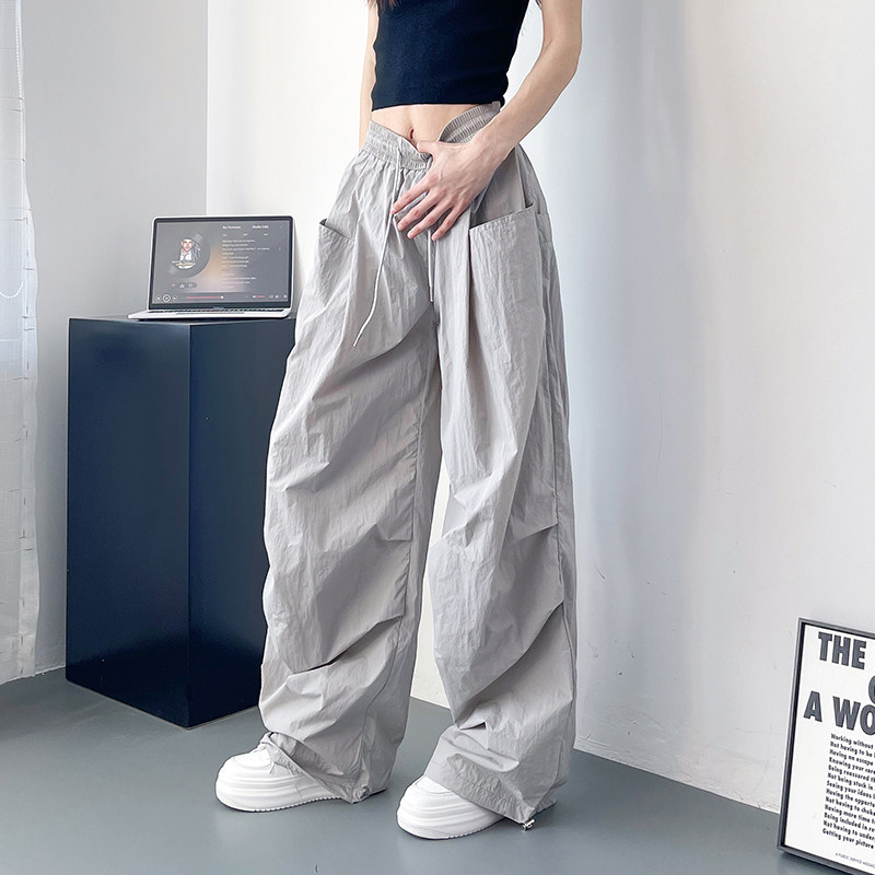 薄款冰丝工装裤女夏季大码胖mm宽松显瘦阔腿裤高腰抽绳垂感直筒裤,女装/女士精品,大码裤装,淘宝优惠券,粉丝福利购,淘宝优惠卷