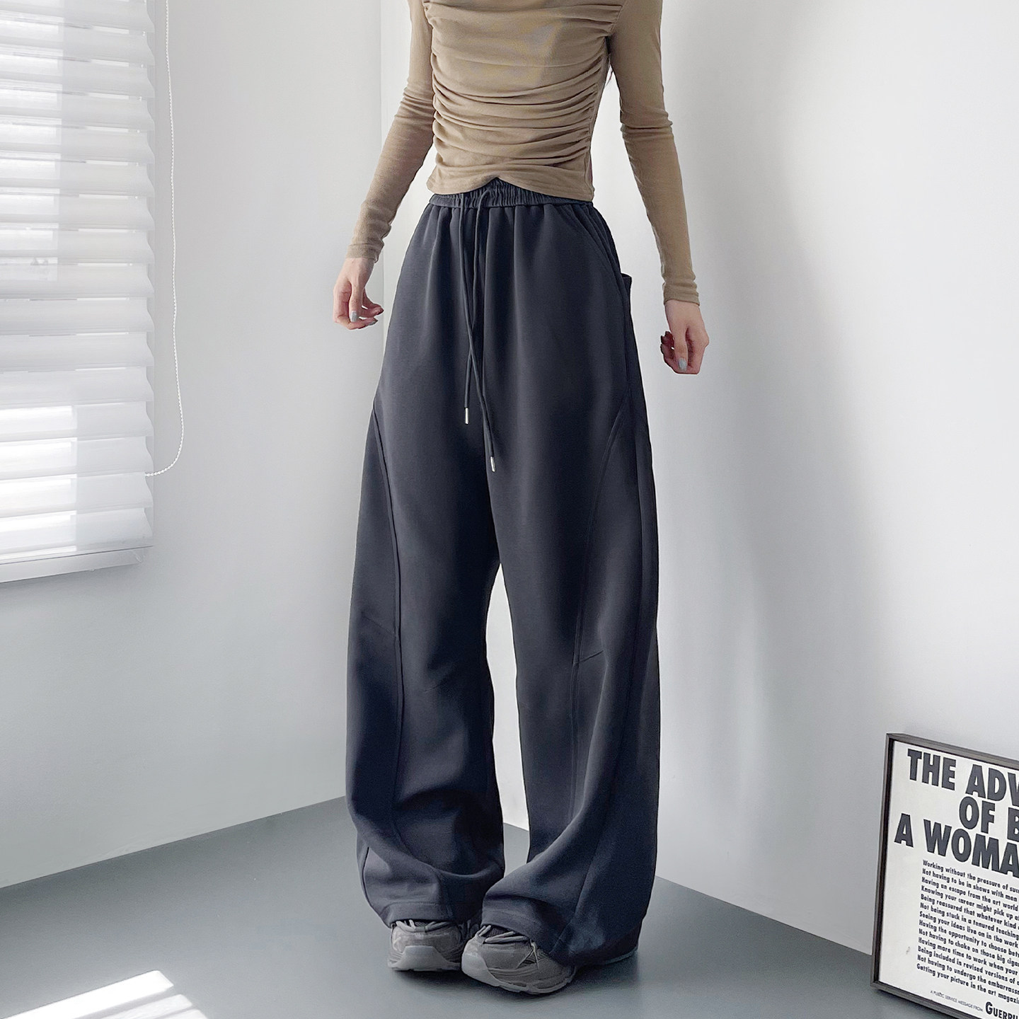 梨型身材显瘦宽松遮肉阔腿裤女2026春季新款大码胖mm慵懒风运动裤,女装/女士精品,大码裤装,淘宝优惠券,粉丝福利购,淘宝优惠卷