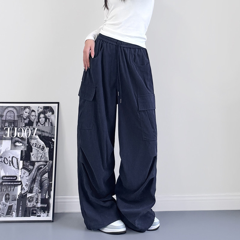 大码工装宽松阔腿裤蜜略梨形身材