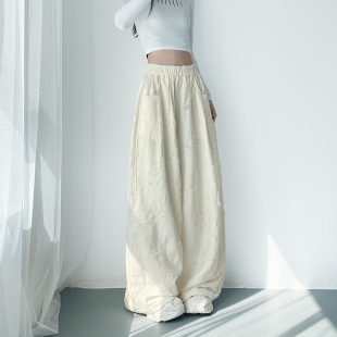 大码慵懒破洞乞丐裤女秋季新款胖mm梨形身材软糯个性肌理感阔腿裤