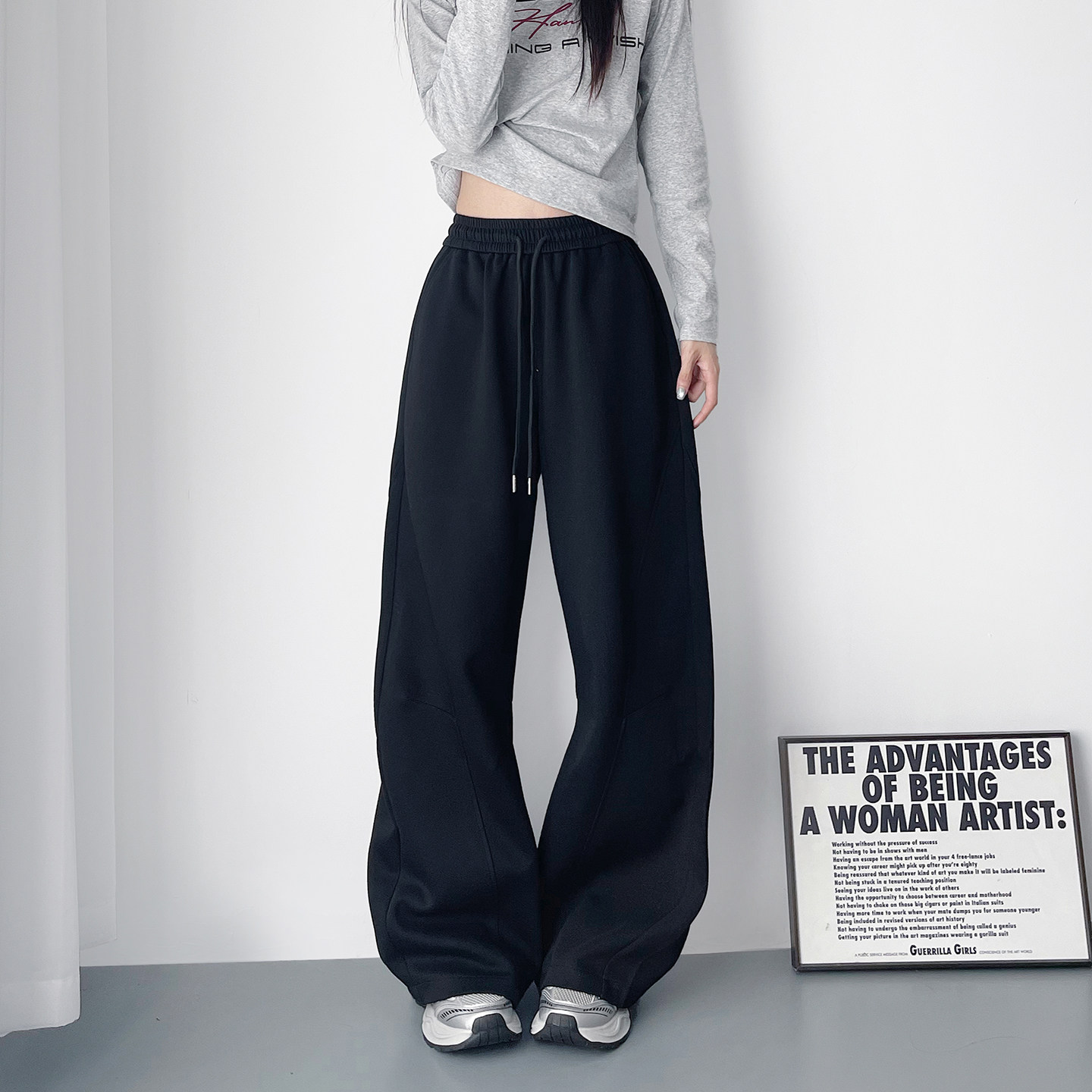 大码高腰垂感休闲阔腿裤女春季新款胖mm显瘦宽松慵懒运动休闲卫裤,女装/女士精品,大码裤装,淘宝优惠券,粉丝福利购,淘宝优惠卷