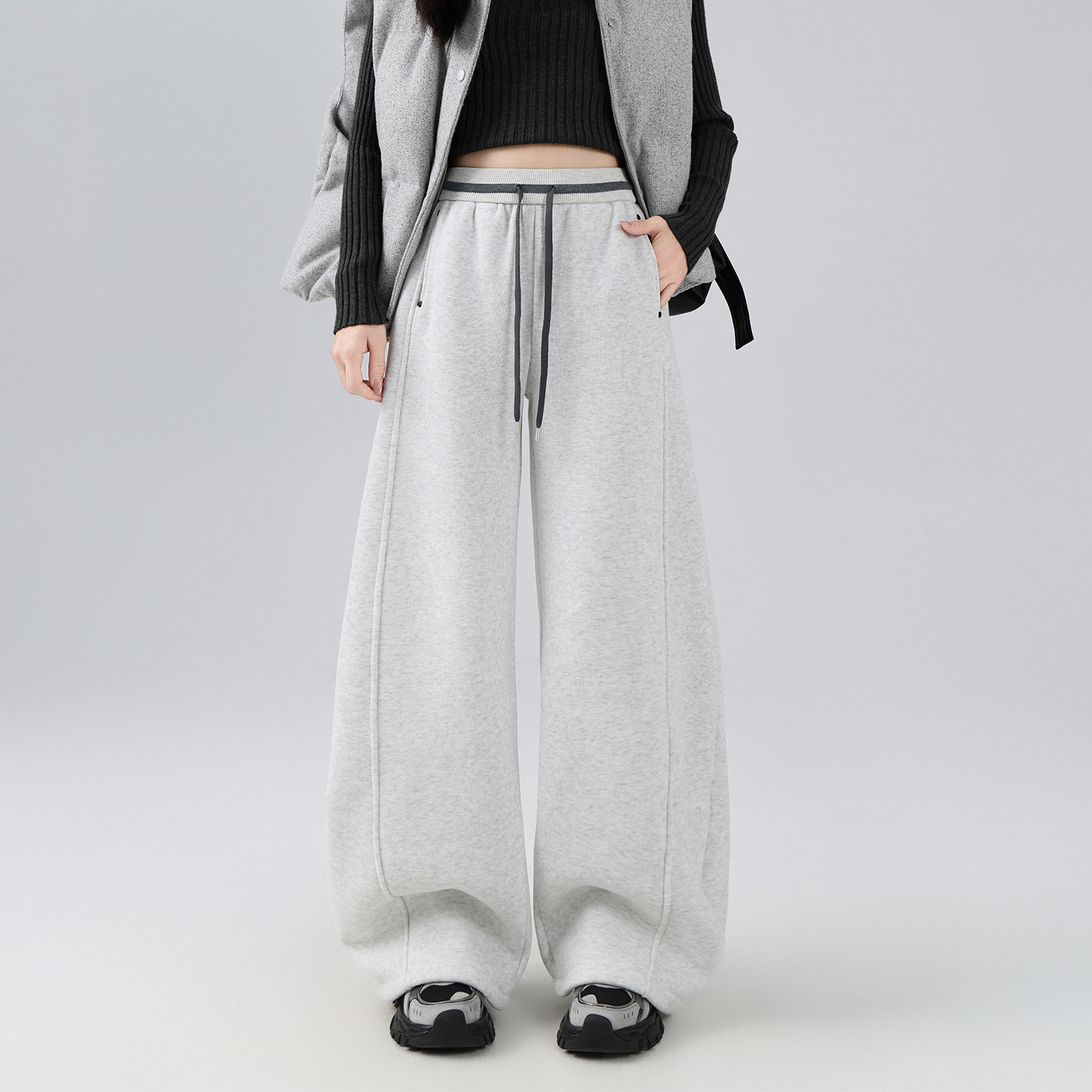 蜜略大码胖MM宽松阔腿裤梨型身材