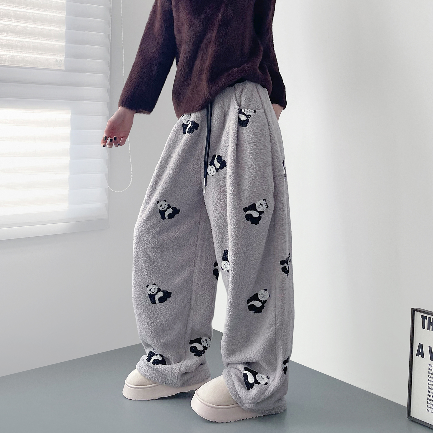 蜜略大码胖mm熊猫阔腿裤梨形身材