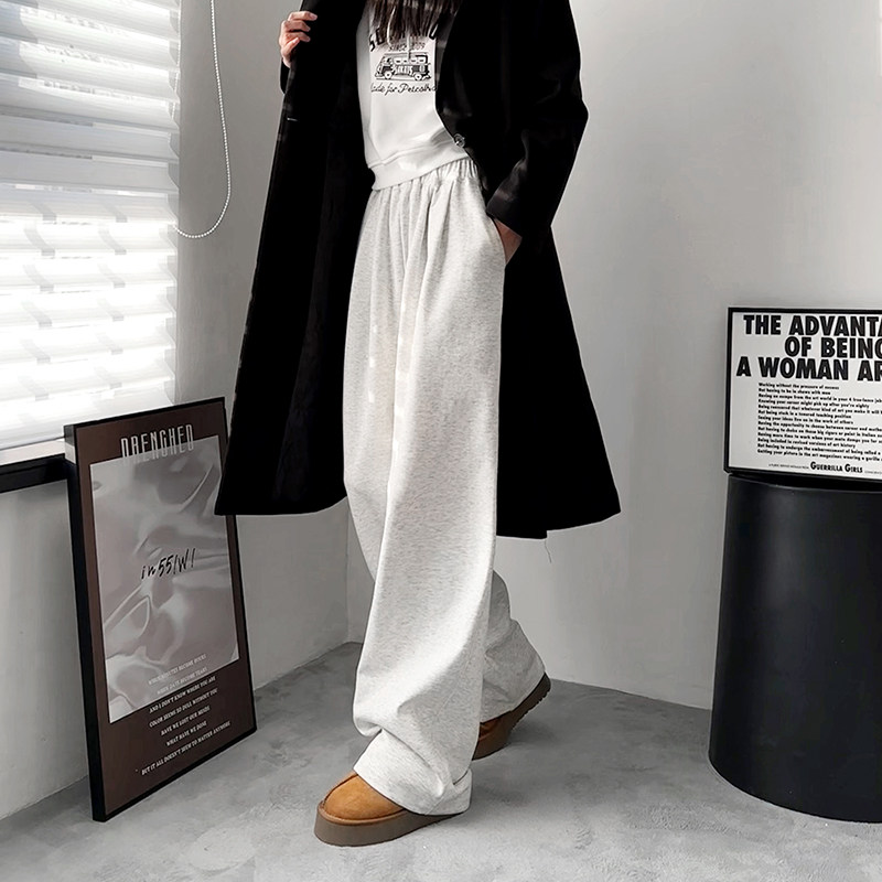 浅灰色加绒保暖阔腿裤女大码胖mm宽松显瘦直筒裤高腰休闲裤秋冬季,女装/女士精品,大码裤装,淘宝优惠券,粉丝福利购,淘宝优惠卷