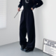 大码 阔腿裤 女胖mm梨型身材设计感拼接裤 高腰显瘦慵懒风冬季 脚卫裤