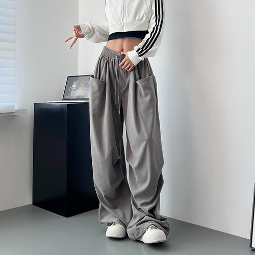 蜜略大码显瘦宽松阔腿裤直筒长裤