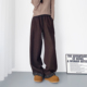 仿羊绒复古拼接腰果印花阔腿裤 胖mm宽松显瘦慵懒风卫裤 女冬季 大码