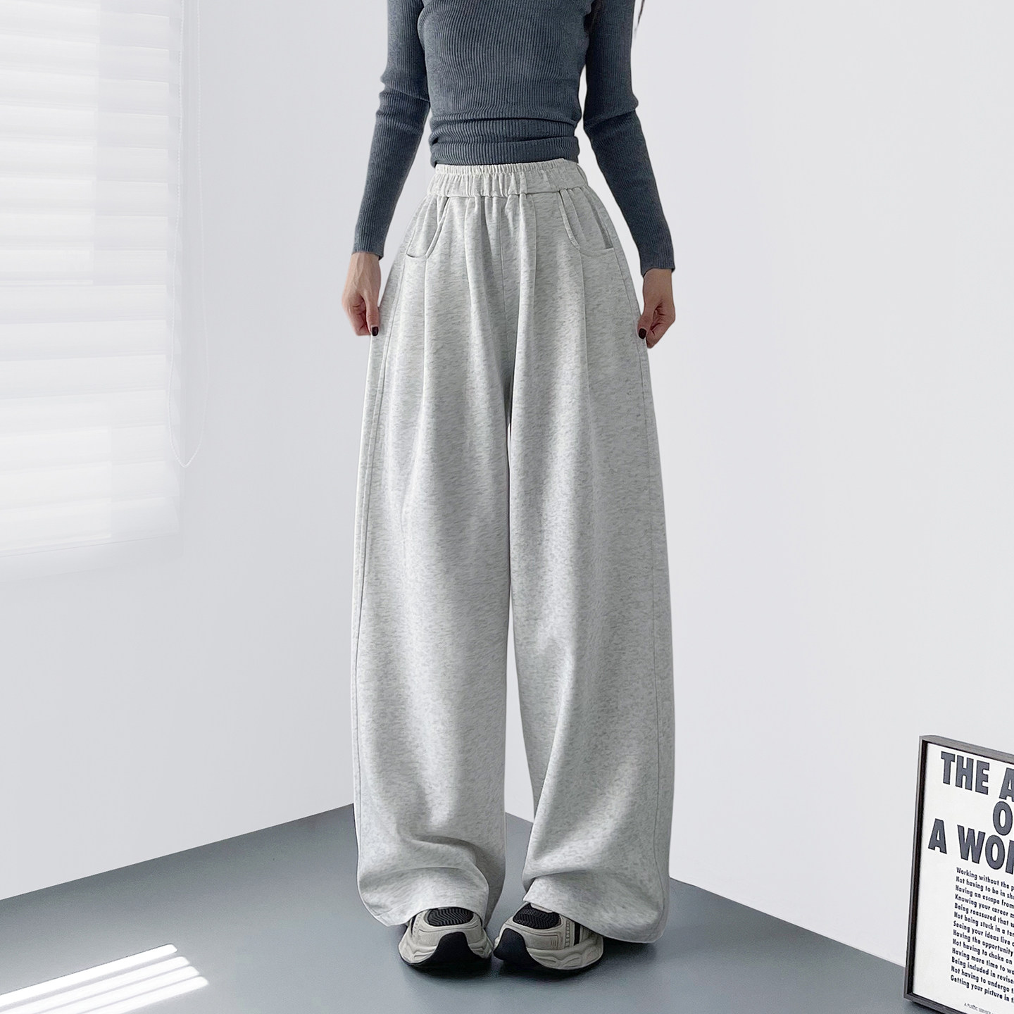 大码高腰软糯加绒阔腿裤女冬季新款胖mm显瘦宽松松弛感运动休闲裤,女装/女士精品,大码裤装,淘宝优惠券,粉丝福利购,淘宝优惠卷