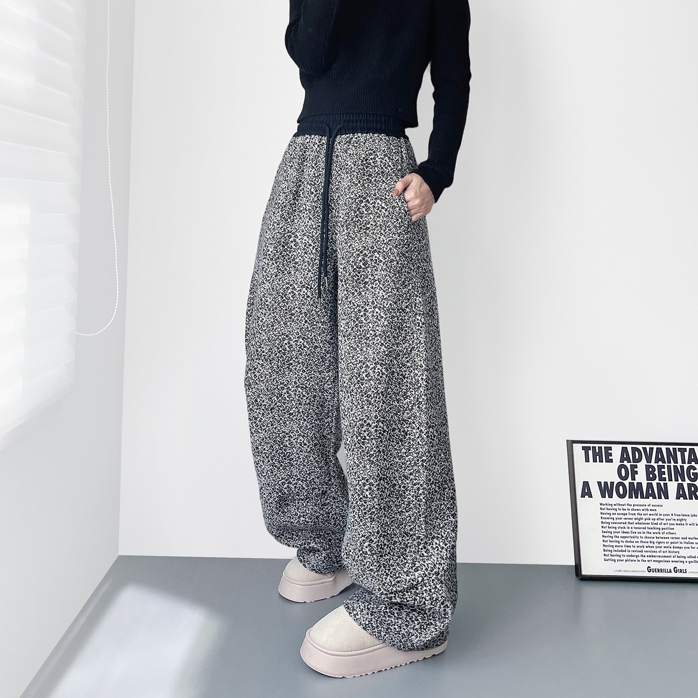 大码高级感过冬针织阔腿裤女冬季保暖胖mm显瘦加厚休闲弯刀香蕉裤,女装/女士精品,大码裤装,淘宝优惠券,粉丝福利购,淘宝优惠卷