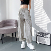 运动裤 大码 胖mm宽松显瘦阔腿裤 高腰直筒薄款 冰丝防晒休闲裤 女夏季