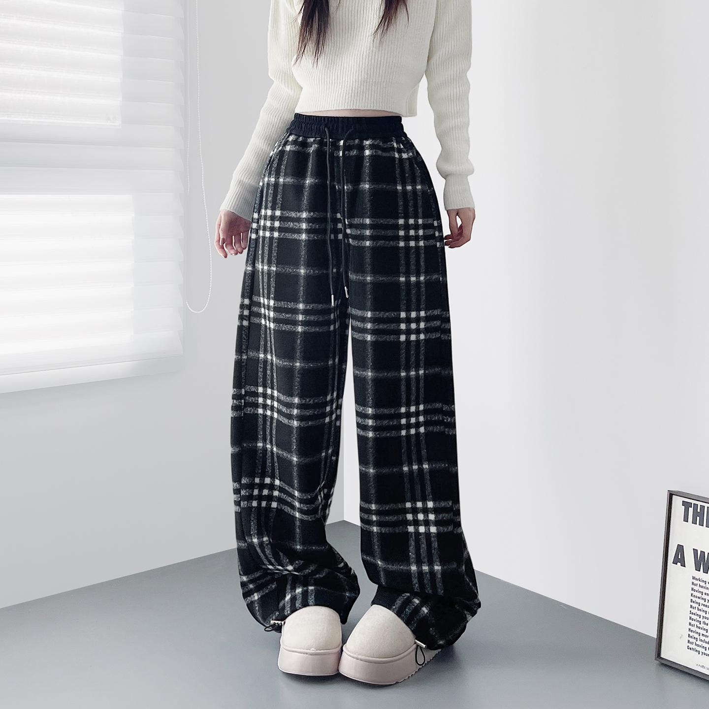 蜜略大码胖mm秋冬阔腿裤梨形身材