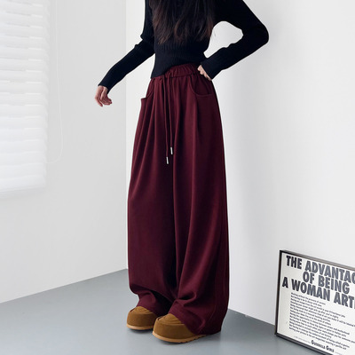 蜜略大码纯色秋冬休闲裤梨形身材