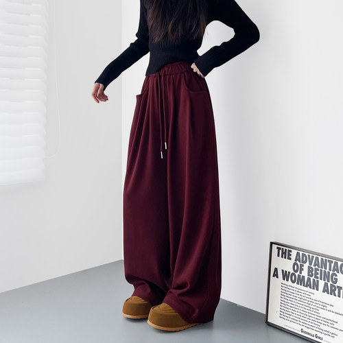 蜜略大码纯色秋冬休闲裤梨形身材